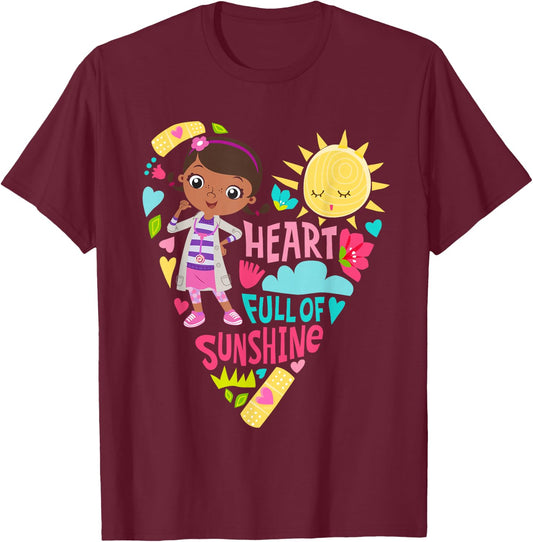 Disney Doc McStuffins Heart Full of Sunshine Girls’ T-Shirt - T-Shirt | Maroon