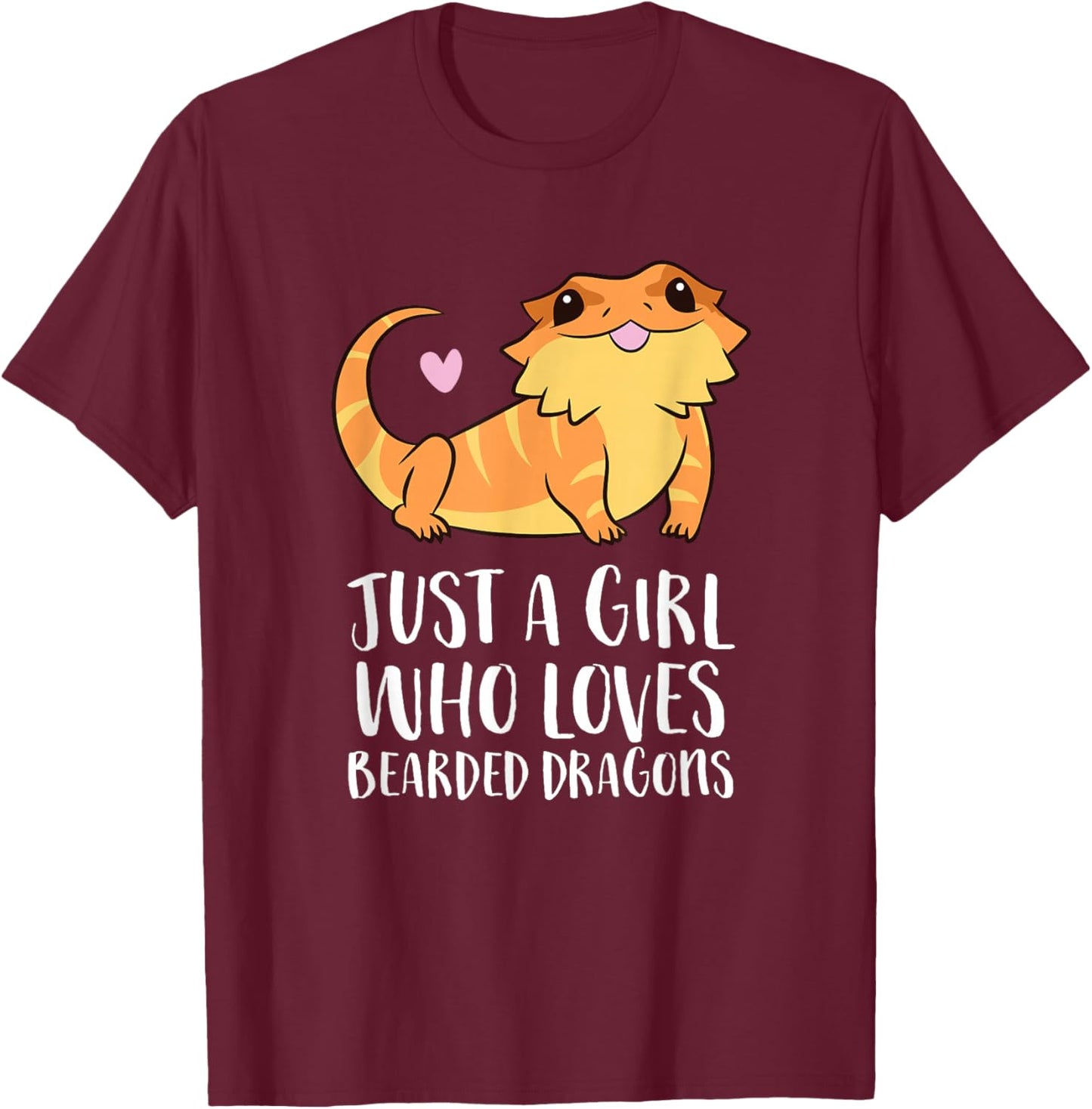 Just a Girl Who Loves Bearded Dragons Lizard Reptile Small T-Shirt - T-Shirt | Maroon