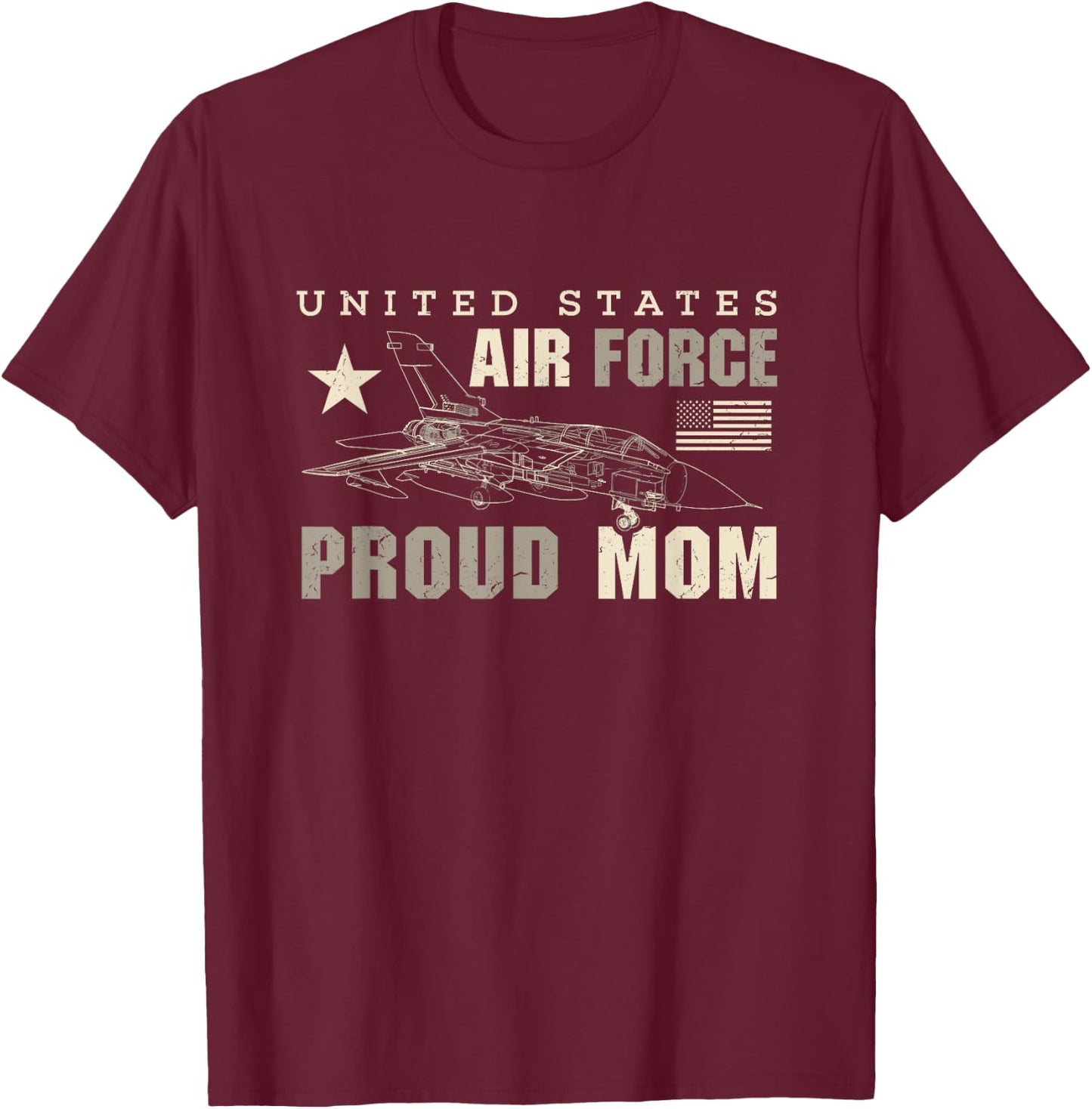 Proud US Air Force Mom United States Air Force T-Shirt - T-Shirt | Maroon