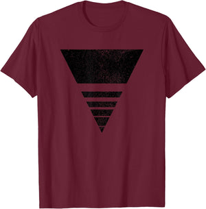 Geometric Sliced Triangle Line Shape Geometry Art Distressed T-Shirt - T-Shirt | Maroon