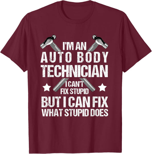 Funny Auto Body Technician T-Shirt - T-Shirt | Maroon