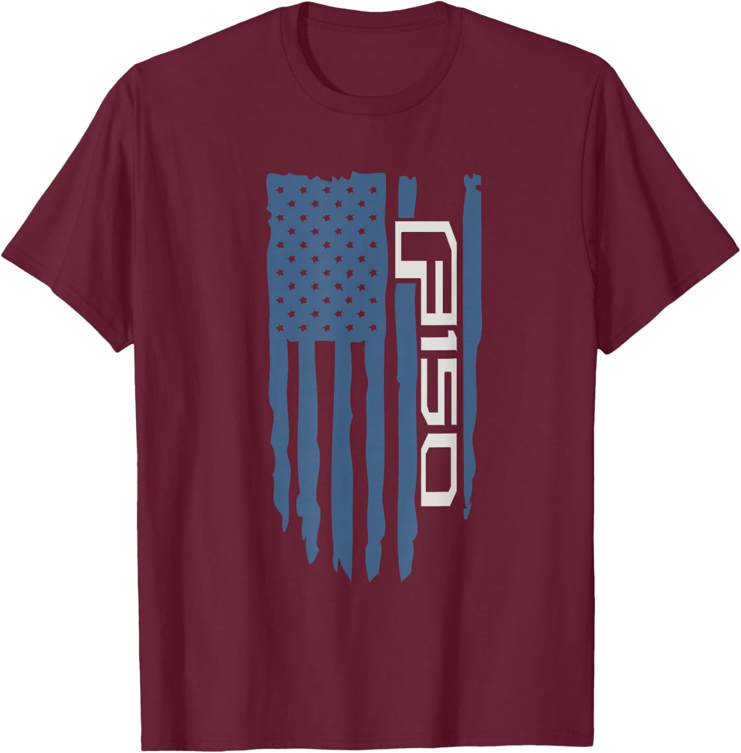 Wandering Wheels F150 American Flag T-Shirt - T-Shirt | Maroon