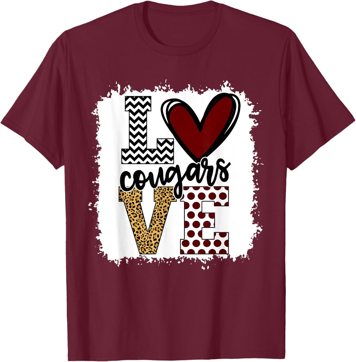 Cougars Mascot Love - School Spirit Fantastic Gifts T-Shirt - T-Shirt | Maroon