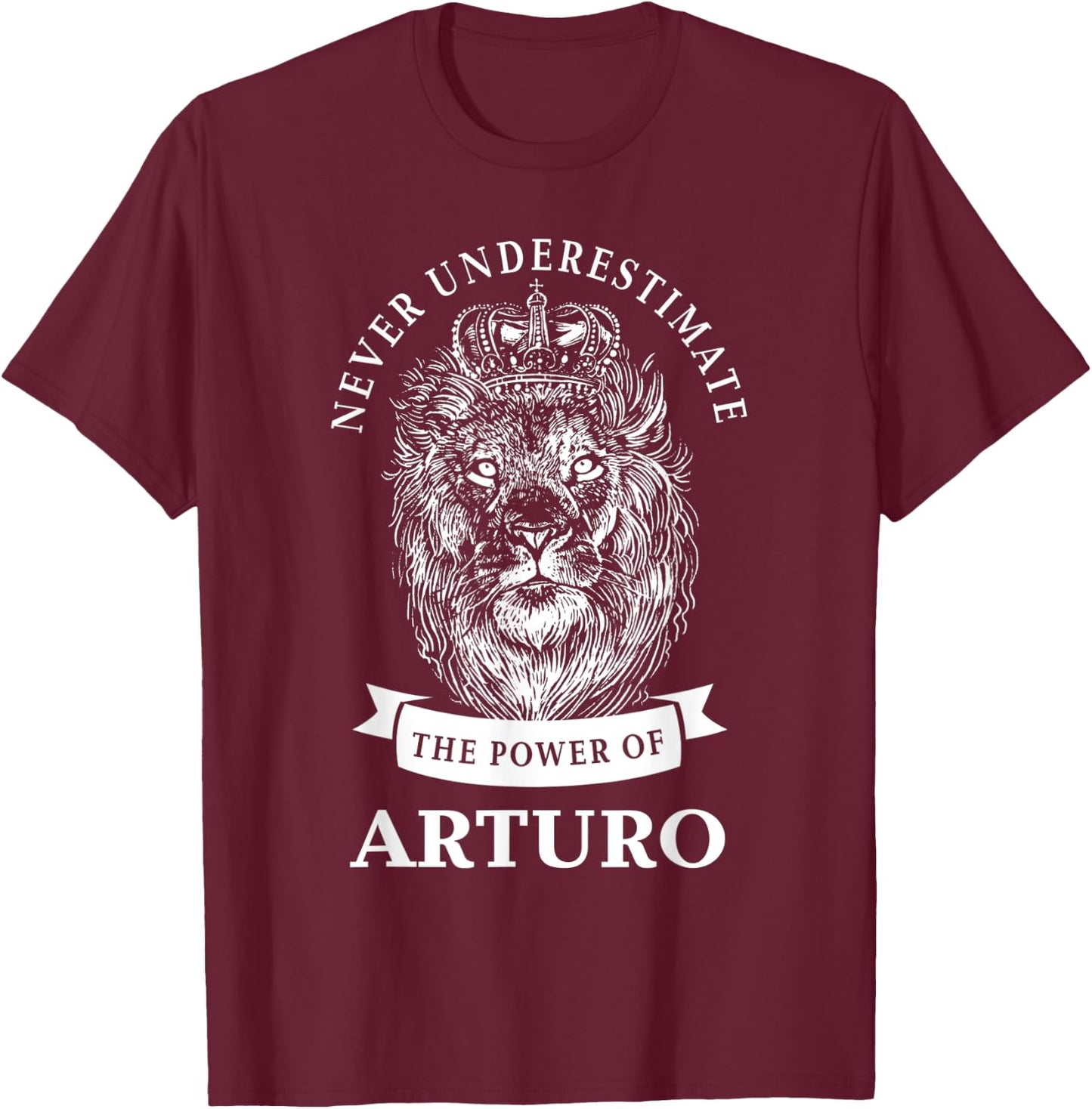Arturo Gift Name Lion T-Shirt - T-Shirt | Maroon