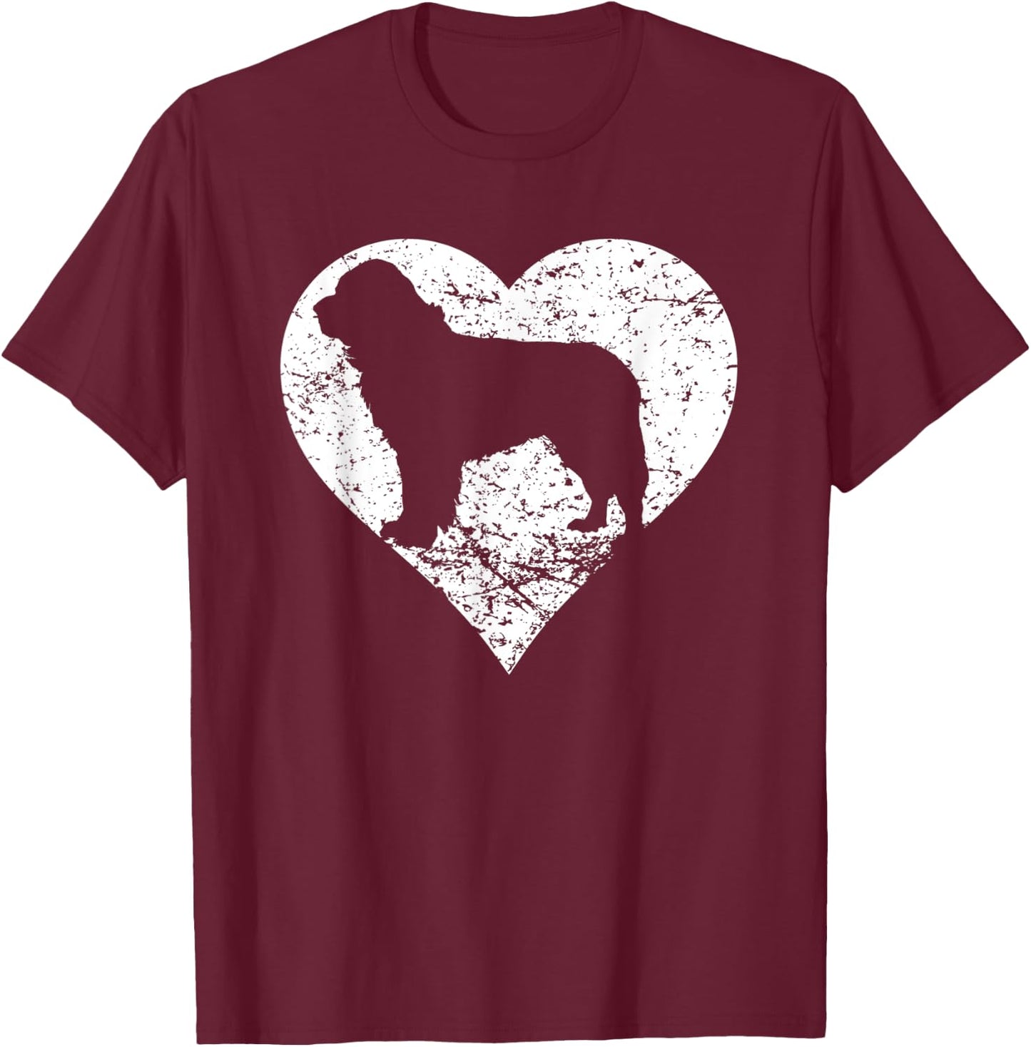 Distressed Newfoundland Heart Dog Owner Graphic T-Shirt - T-Shirt | Maroon