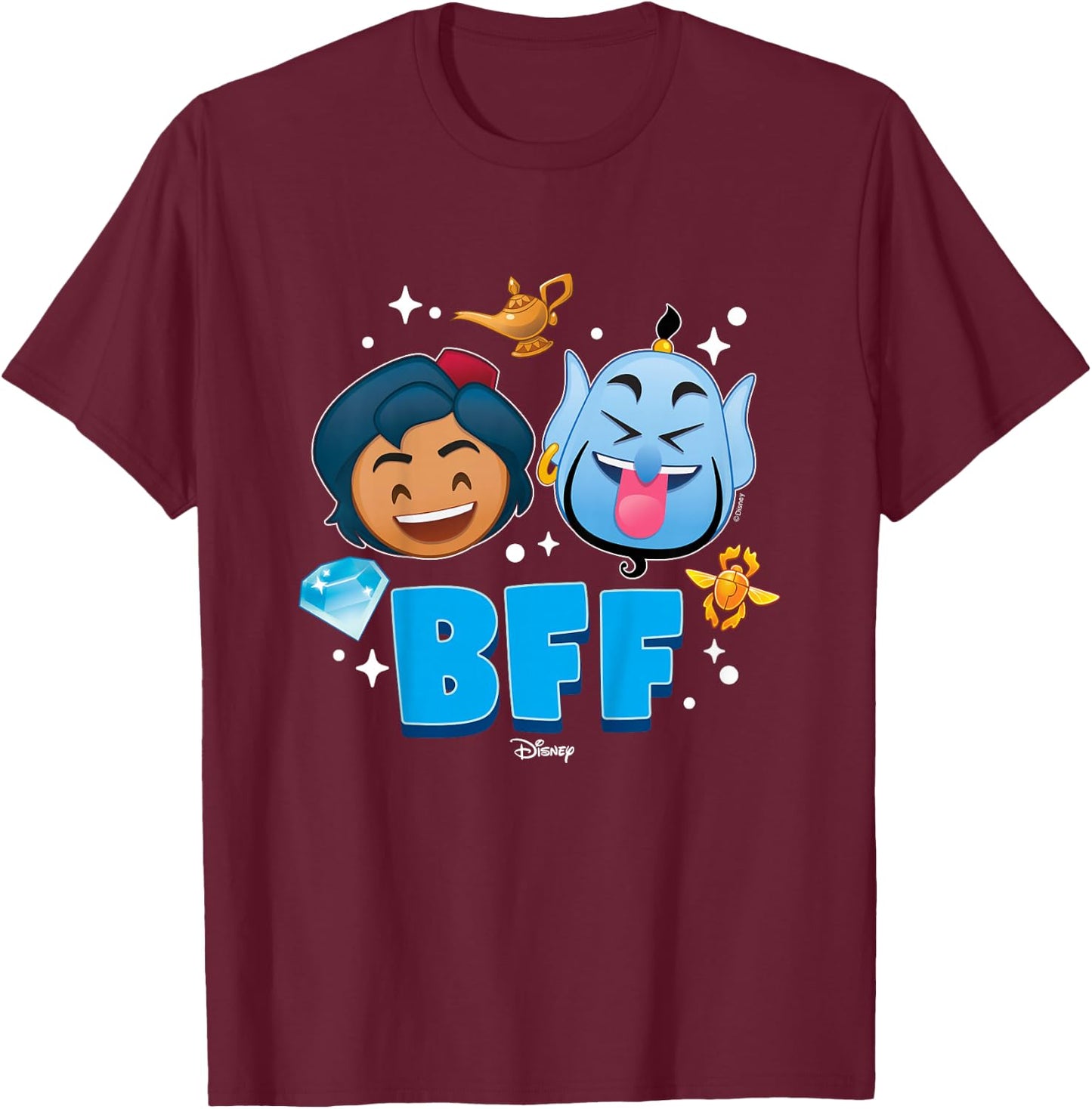 Kids Disney Emoji - Aladdin And Genie BFF T-Shirt - T-Shirt | Maroon