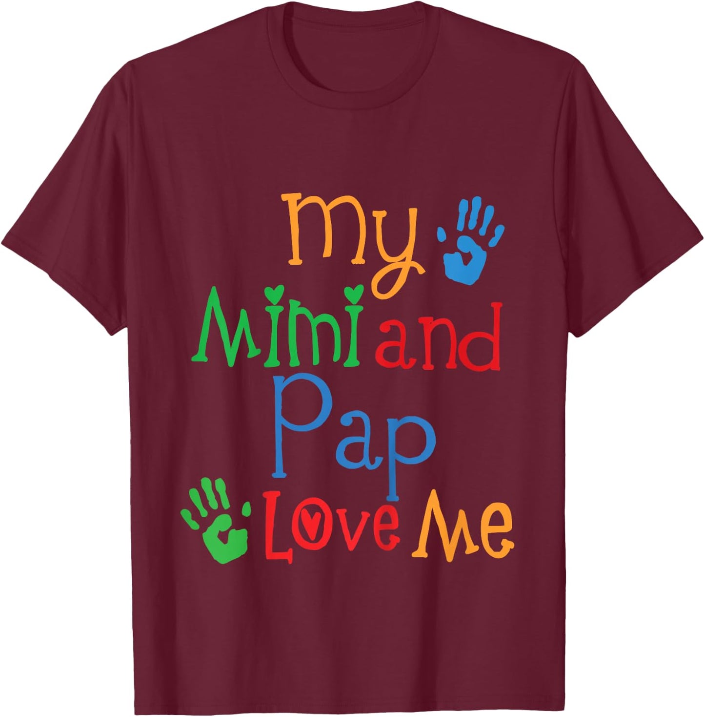 Kids Mimi And Pap Love Me Grandkids T-Shirt - T-Shirt | Maroon