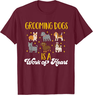 Dog Grooming Dogs Salon Dog Groomer T-Shirt - T-Shirt | Maroon