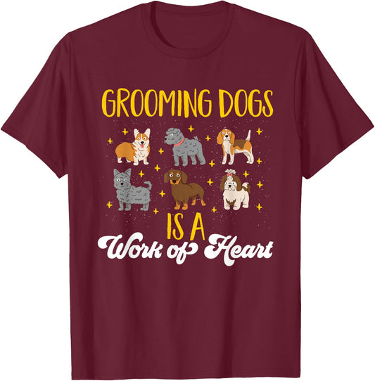 Dog Grooming Dogs Salon Dog Groomer T-Shirt - T-Shirt | Maroon