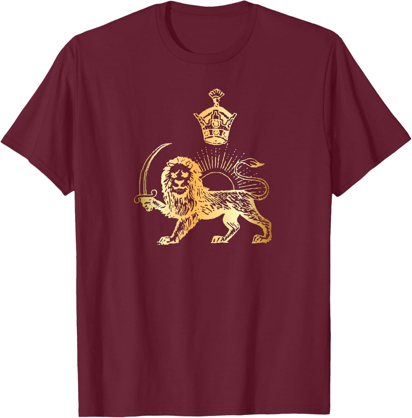 Persian Flag Iranian Lion Sun and Crown Iran Persia T-Shirt - T-Shirt | Maroon