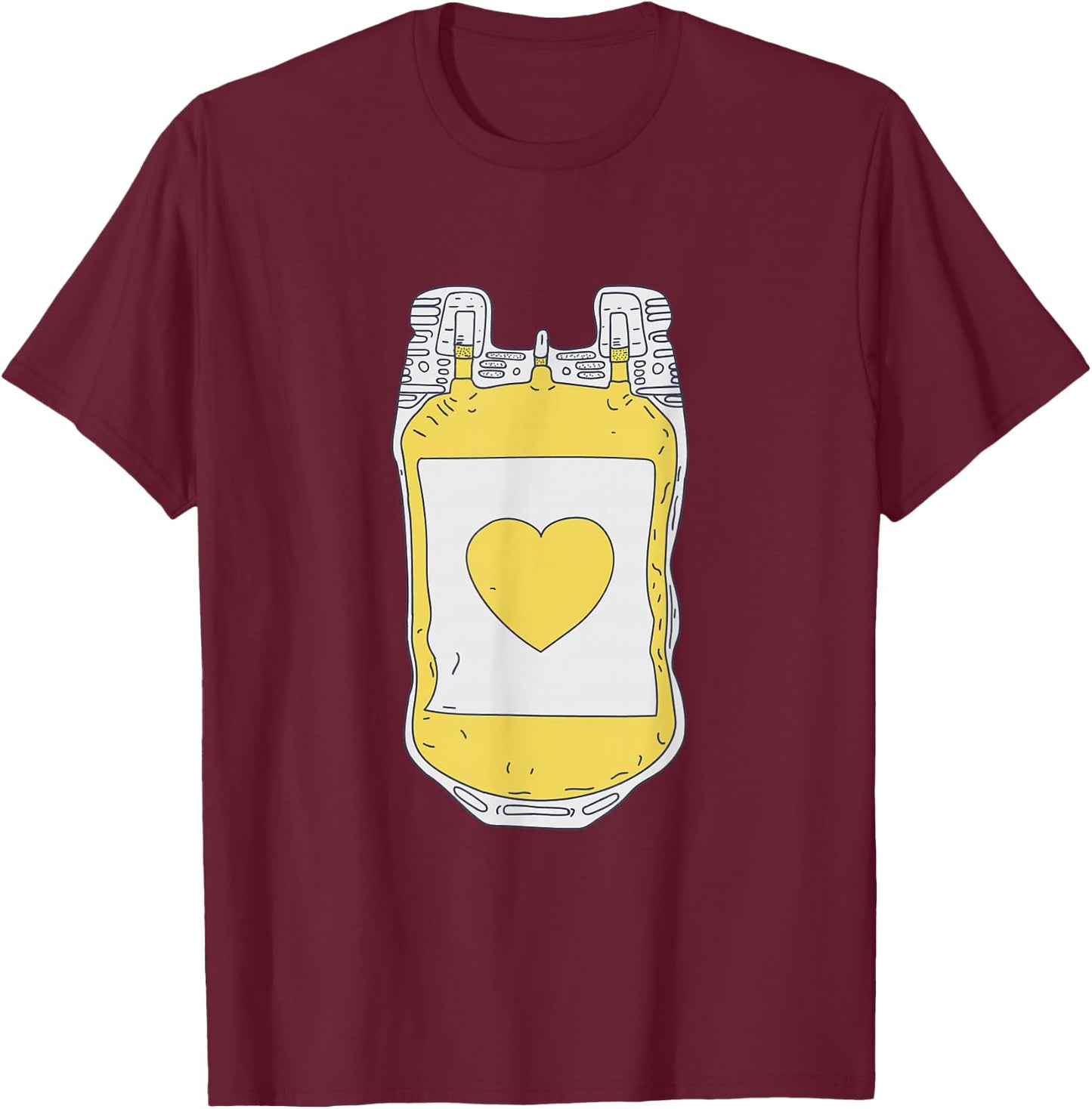 Plasma Donor - Yellow Heart - Plasma Chemist T-Shirt - T-Shirt | Maroon
