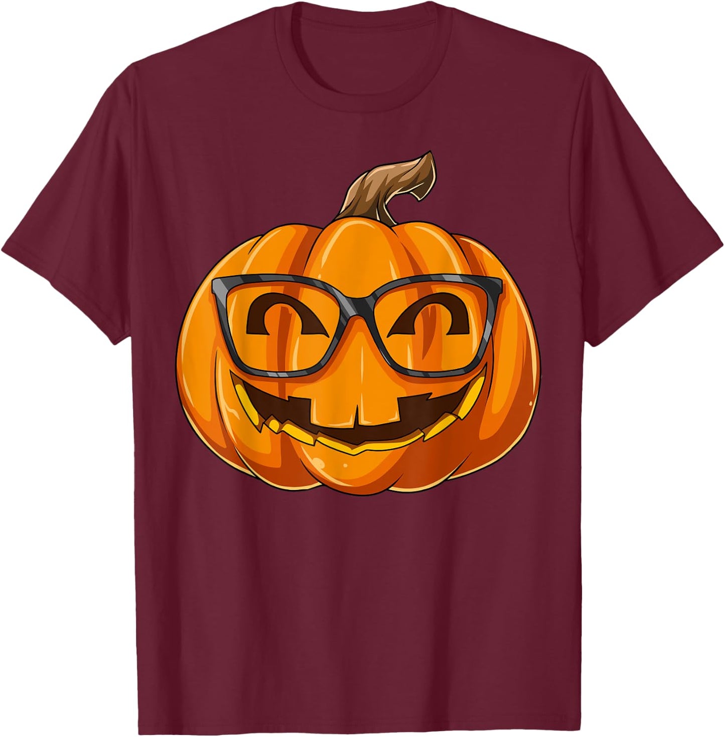 Nerdy Pumpkin Nerd Halloween Pumpkin Nerd Glasses T-Shirt - T-Shirt | Maroon