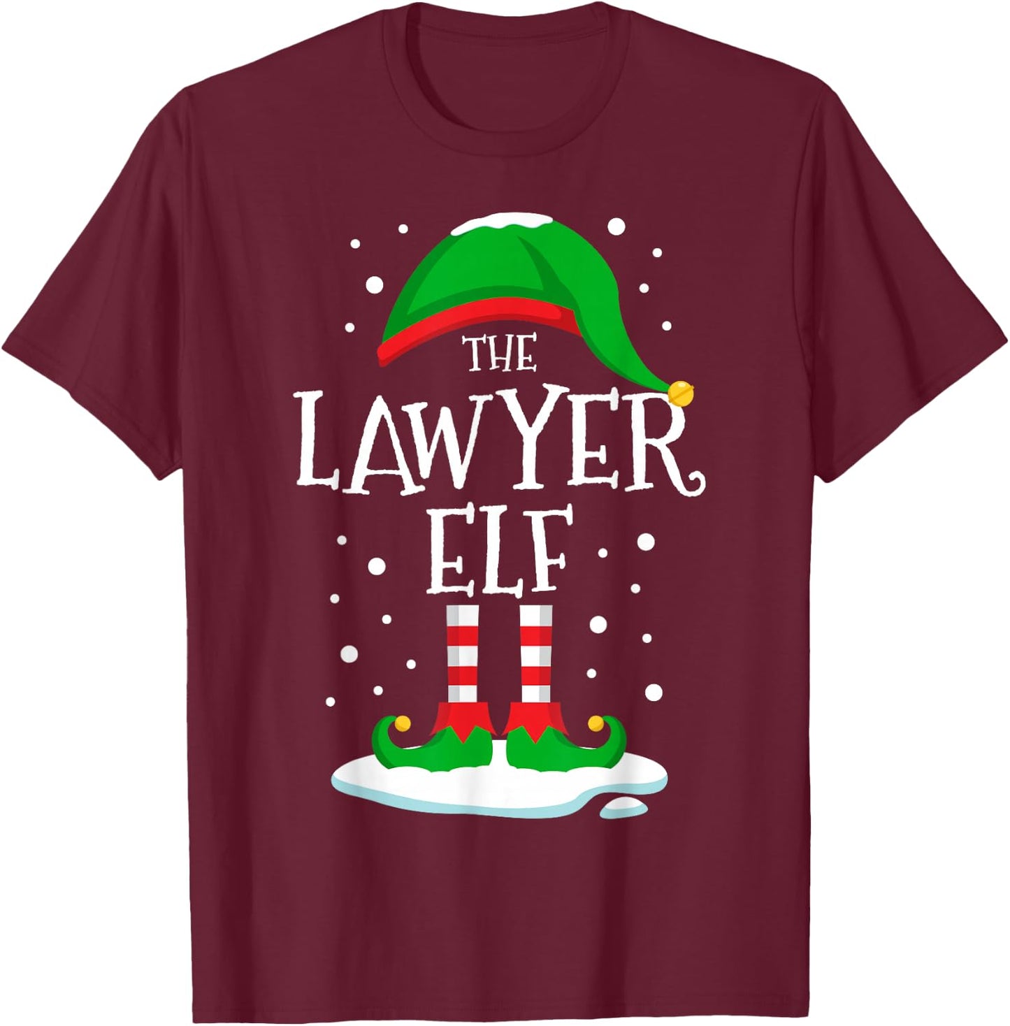 The Lawyer Elf Christmas Family Matching Xmas Group Funny T-Shirt - T-Shirt | Maroon