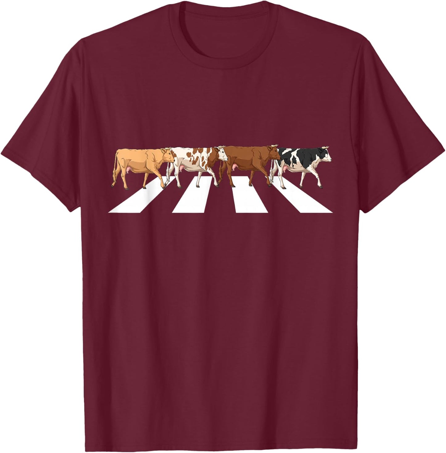 Funny Crosswalk Cows Farming Farm Cow Girl Boy Women Men Kid T-Shirt - T-Shirt | Maroon