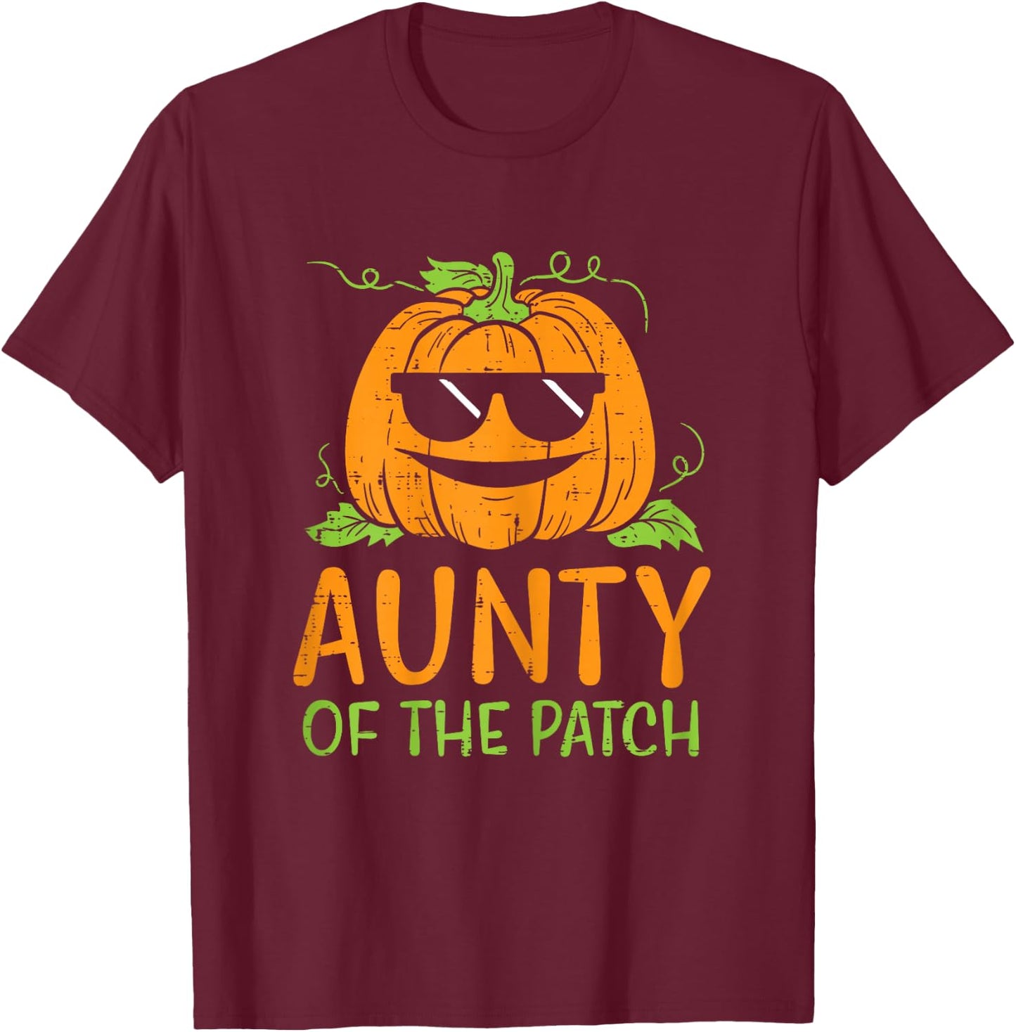 Pumpkin Aunty Of Patch Halloween Family Aunt Auntie Women T-Shirt - T-Shirt | Maroon