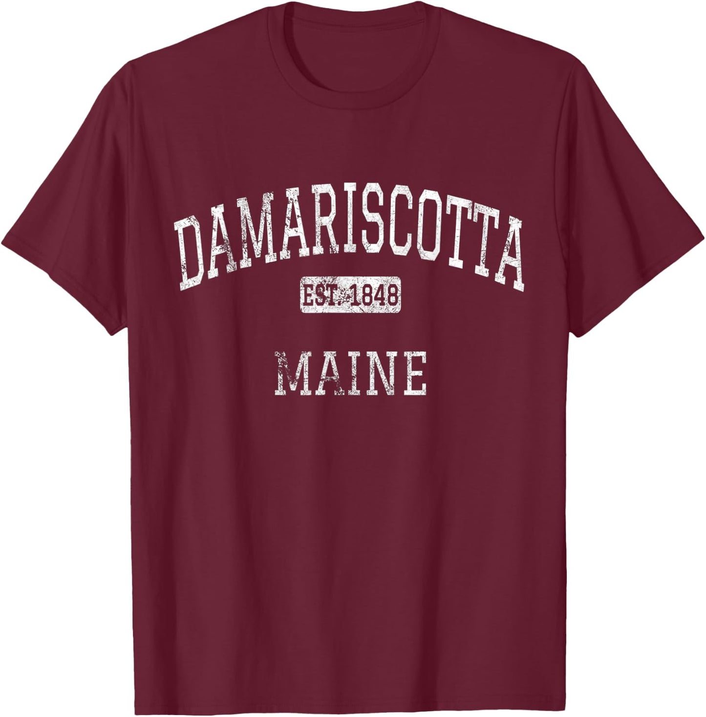 Damariscotta Maine ME Vintage T-Shirt - T-Shirt | Maroon