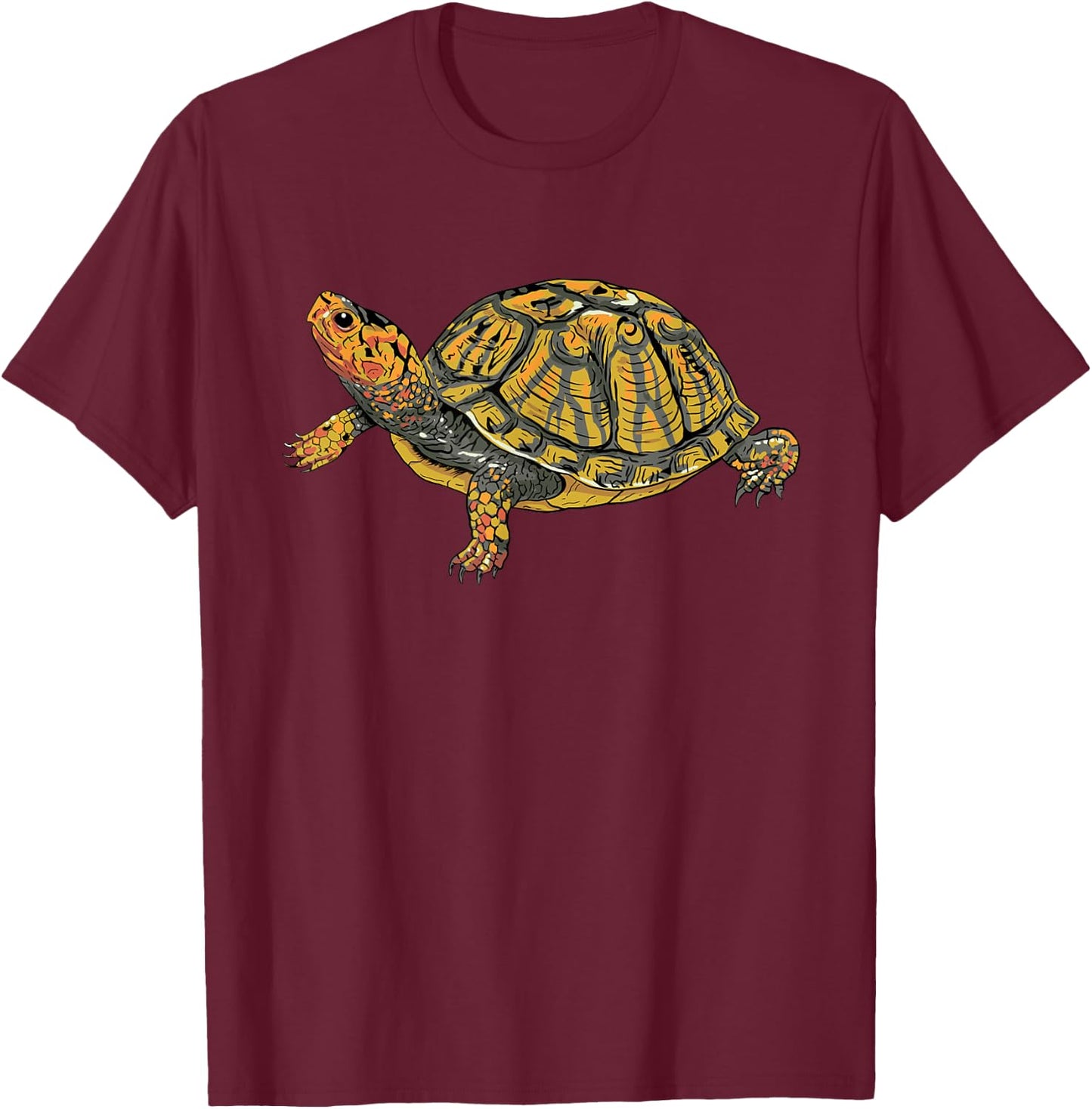 Box Turtle Realistic Illustration Shell Animal T-Shirt - T-Shirt | Maroon