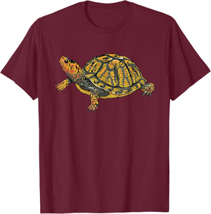 Box Turtle Realistic Illustration Shell Animal T-Shirt - T-Shirt | Maroon