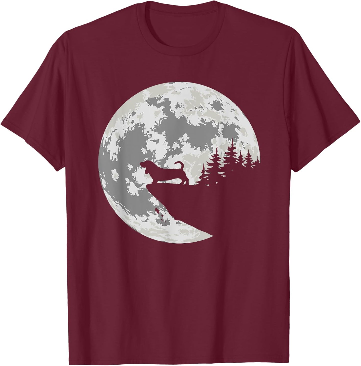 Basset Hound Apparel And Moon Funny Halloween Apparel T-Shirt - T-Shirt | Maroon