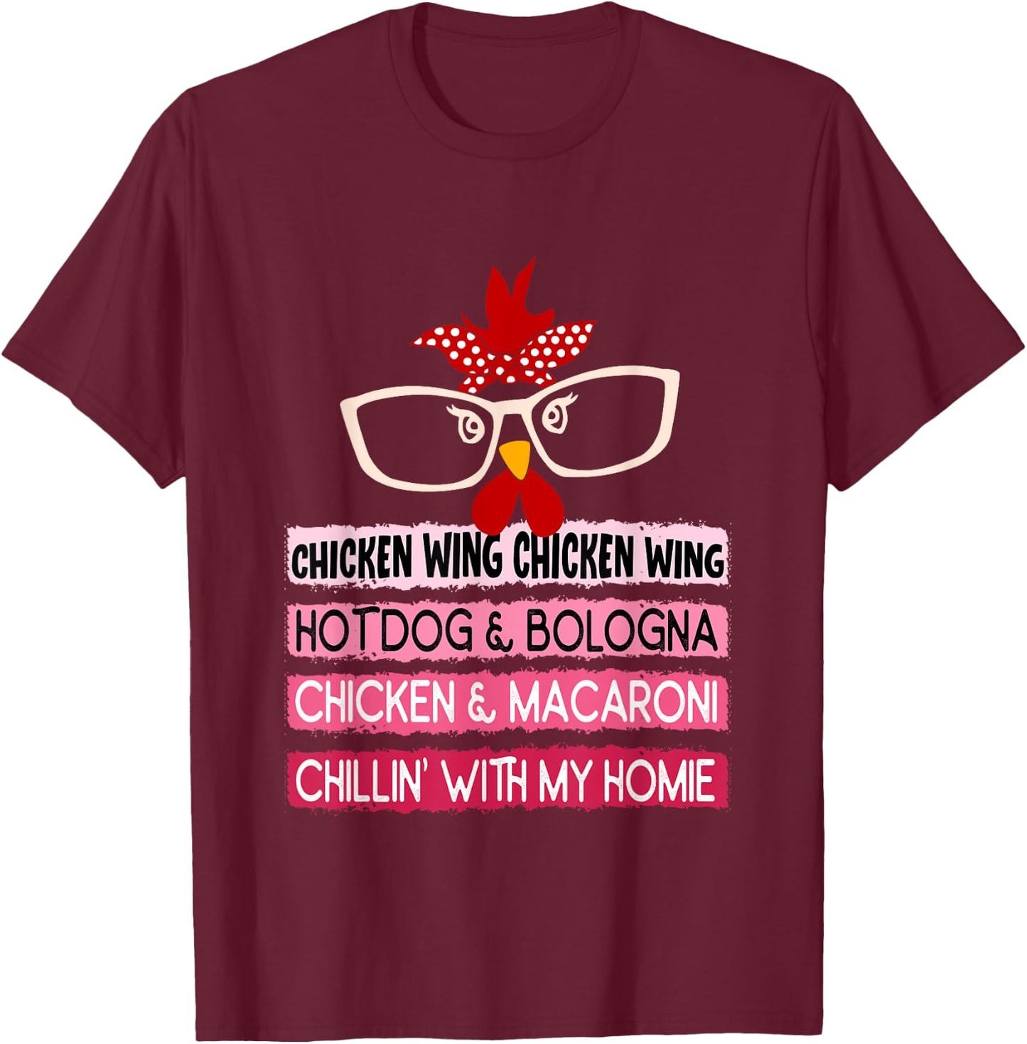 Cooked Chicken Wing Chicken Wing Hot Dog Bologna Macaroni Men Women Girls Kids T-Shirt - T-Shirt | Maroon