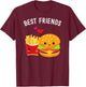 Best Friends Kawaii Burger and Fries Couple T-Shirt - T-Shirt | Maroon