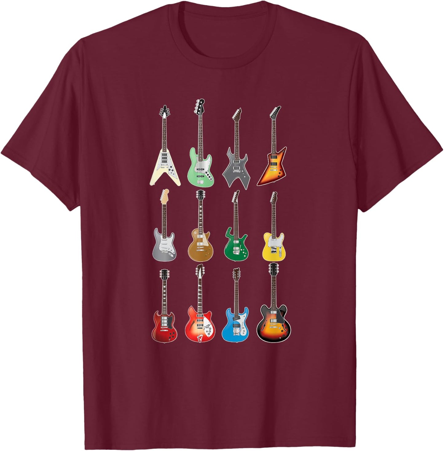 Electric Guitarist - Vintage Guitar Collection 2 T-Shirt - T-Shirt | Maroon