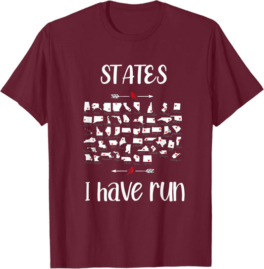 States 50 I Have Run Club Halffanatics Running Enthusiasts T-Shirt - T-Shirt | Maroon