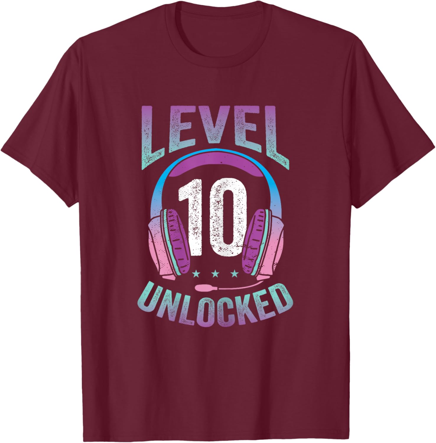 Gamer Girl Level 10 Unlocked Video Game 10th Birthday Gift T-Shirt - T-Shirt | Maroon