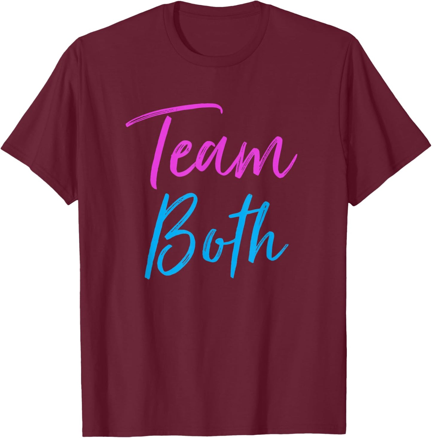 Team Both Twin Gender Reveal Party Announcement T-Shirt - T-Shirt | Maroon