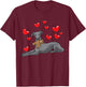 Italian Greyhound Dog With Stuffed Animal And Hearts T-Shirt - T-Shirt | Maroon