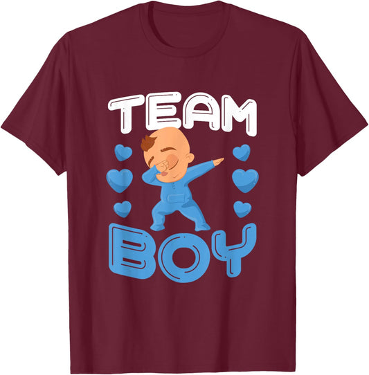 Cool Team Boy Gender Reveal Dabbing White Baby It's A Boy T-Shirt - T-Shirt | Maroon