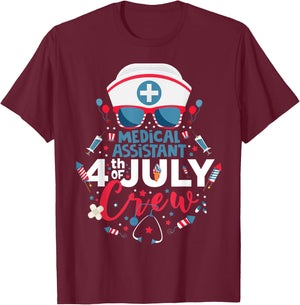 Medical Assistant 4th of July Nurse Crew American Nurse 2022 T-Shirt - T-Shirt | Maroon