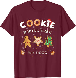 Family Christmas Cookie Baking Crew for the Boss Baker T-Shirt - T-Shirt | Maroon