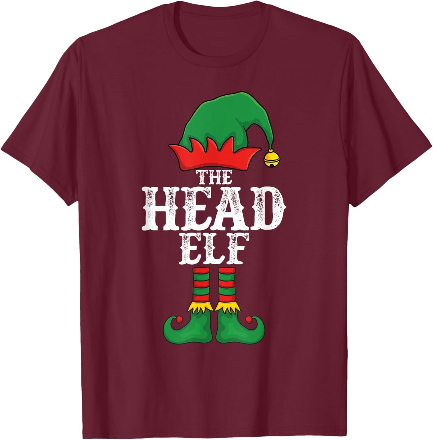 The Head Elf Christmas Family Matching Group Xmas Idea Funny T-Shirt - T-Shirt | Maroon