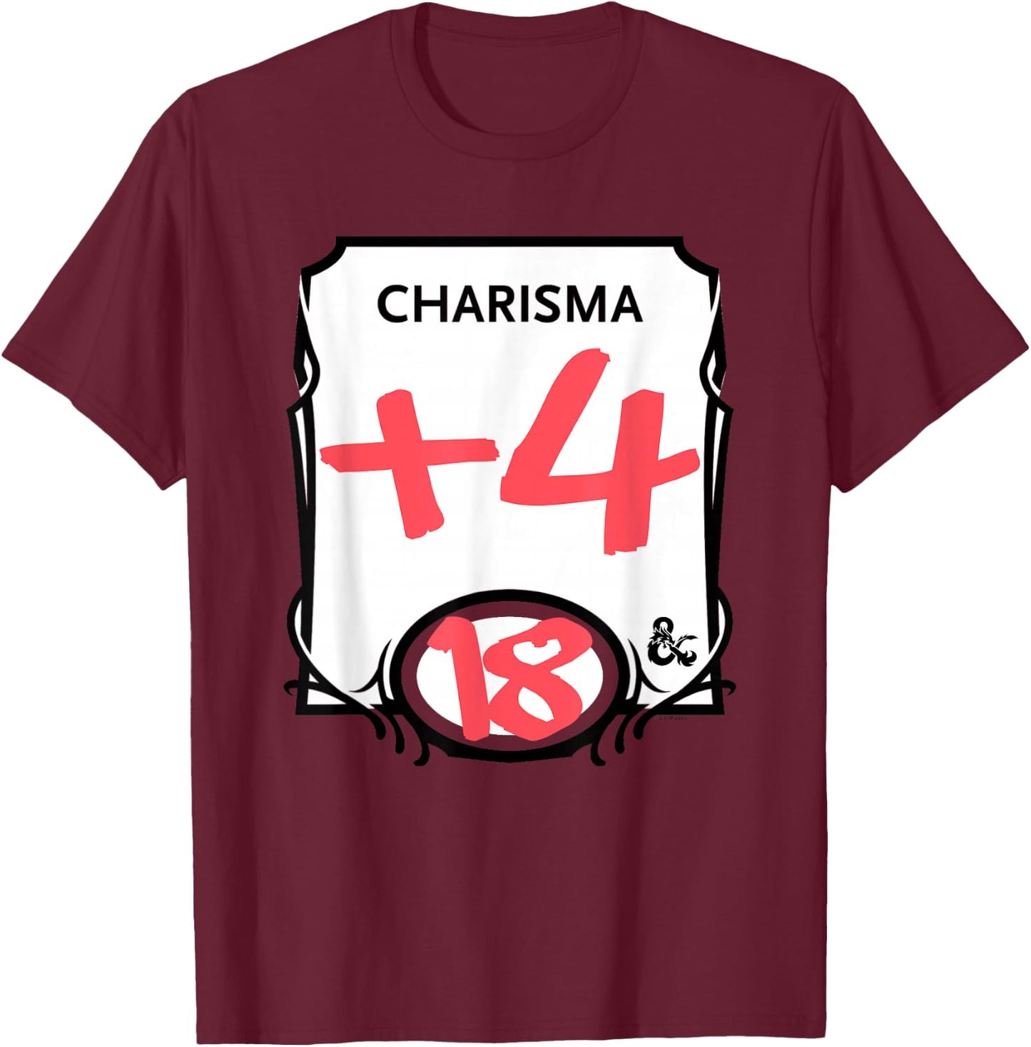 Dungeons & Dragons Charisma + 4 T-Shirt - T-Shirt | Maroon