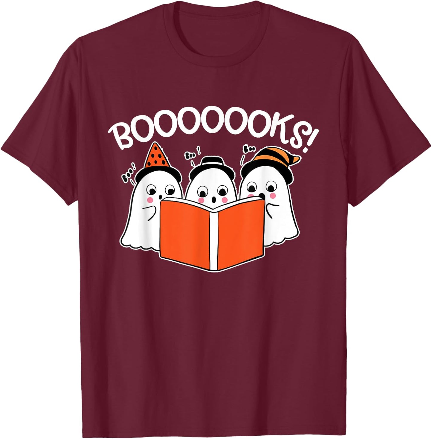 Boooks Lazy DIY Halloween Teacher Funny Ghost Reading Women Kids T-Shirt - T-Shirt | Maroon