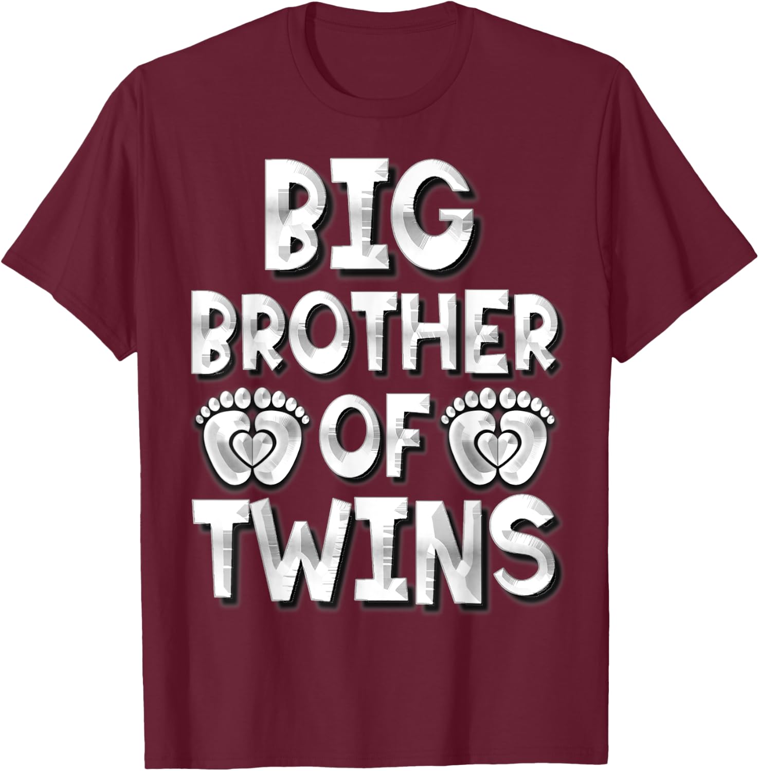 Big Brother Of Twins New Big Brother Sibling Gifts T-Shirt - T-Shirt | Maroon