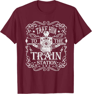 Take Him To The Train Station decal Vintage T-Shirt - T-Shirt | Maroon