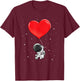 Kids Valentines Day Astronaut Holding Heart Balloon Space T-Shirt - T-Shirt | Maroon