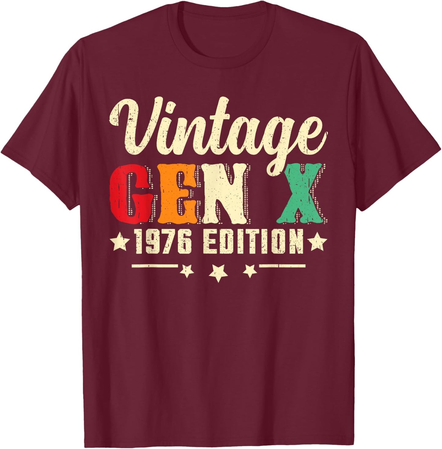 Vintage Gen X 1976 Edition Birthday T-Shirt - T-Shirt | Maroon