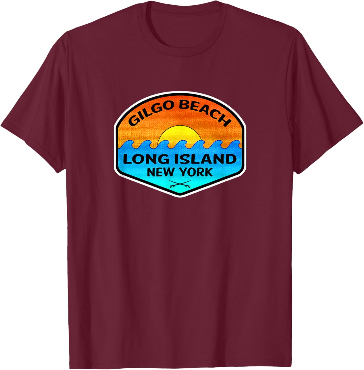 Gilgo Beach New York Long Island Surfing Surf T-Shirt - T-Shirt | Maroon