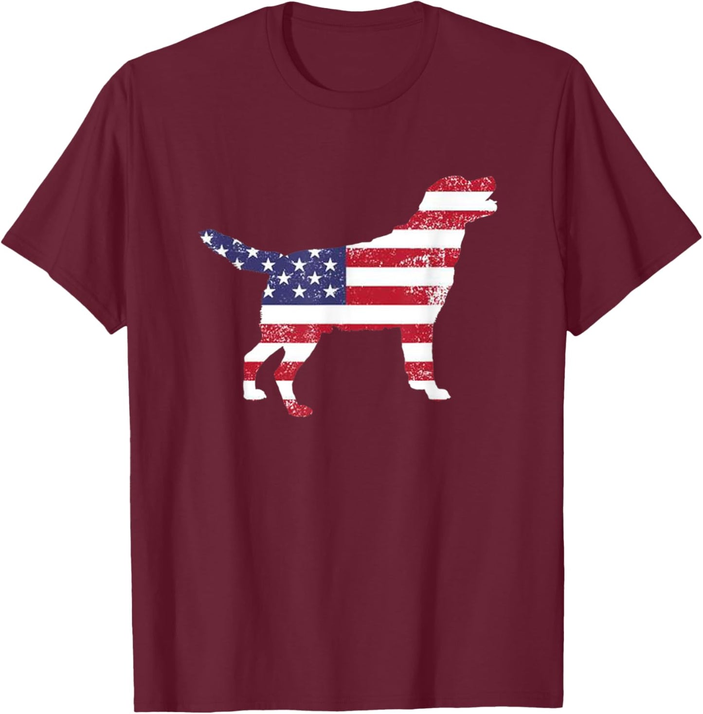 Labrador Retriever Dog USA Flag for Fouth of July T-Shirt - T-Shirt | Maroon