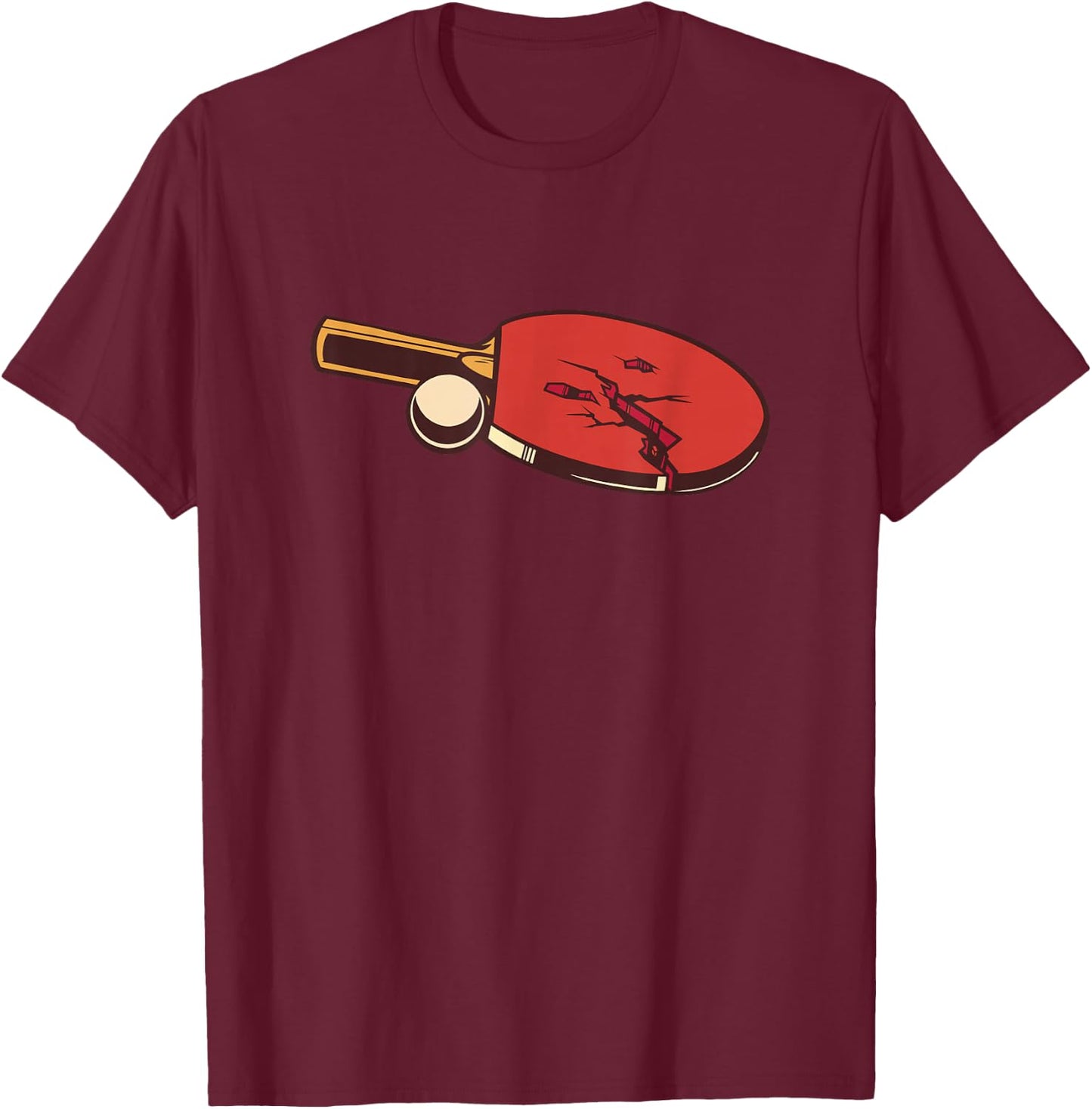 Table Tennis Old Butterfly Hand Design for Table Tennis Players T-Shirt - T-Shirt | Maroon