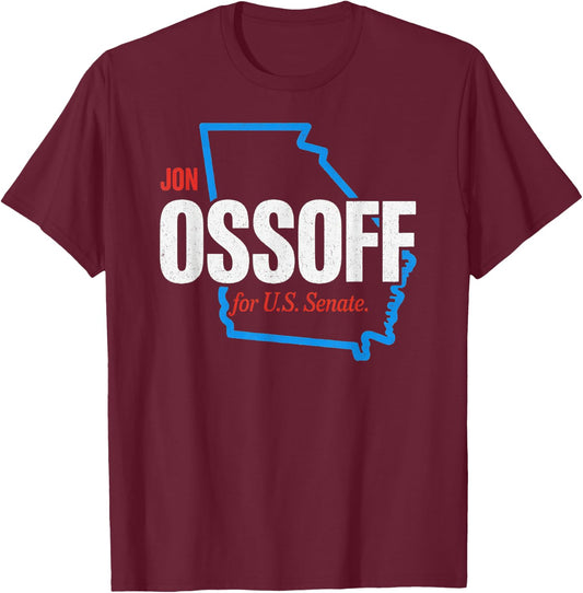 Jon Ossoff for U.S. Senate Georgia State Design T-Shirt - T-Shirt | Maroon
