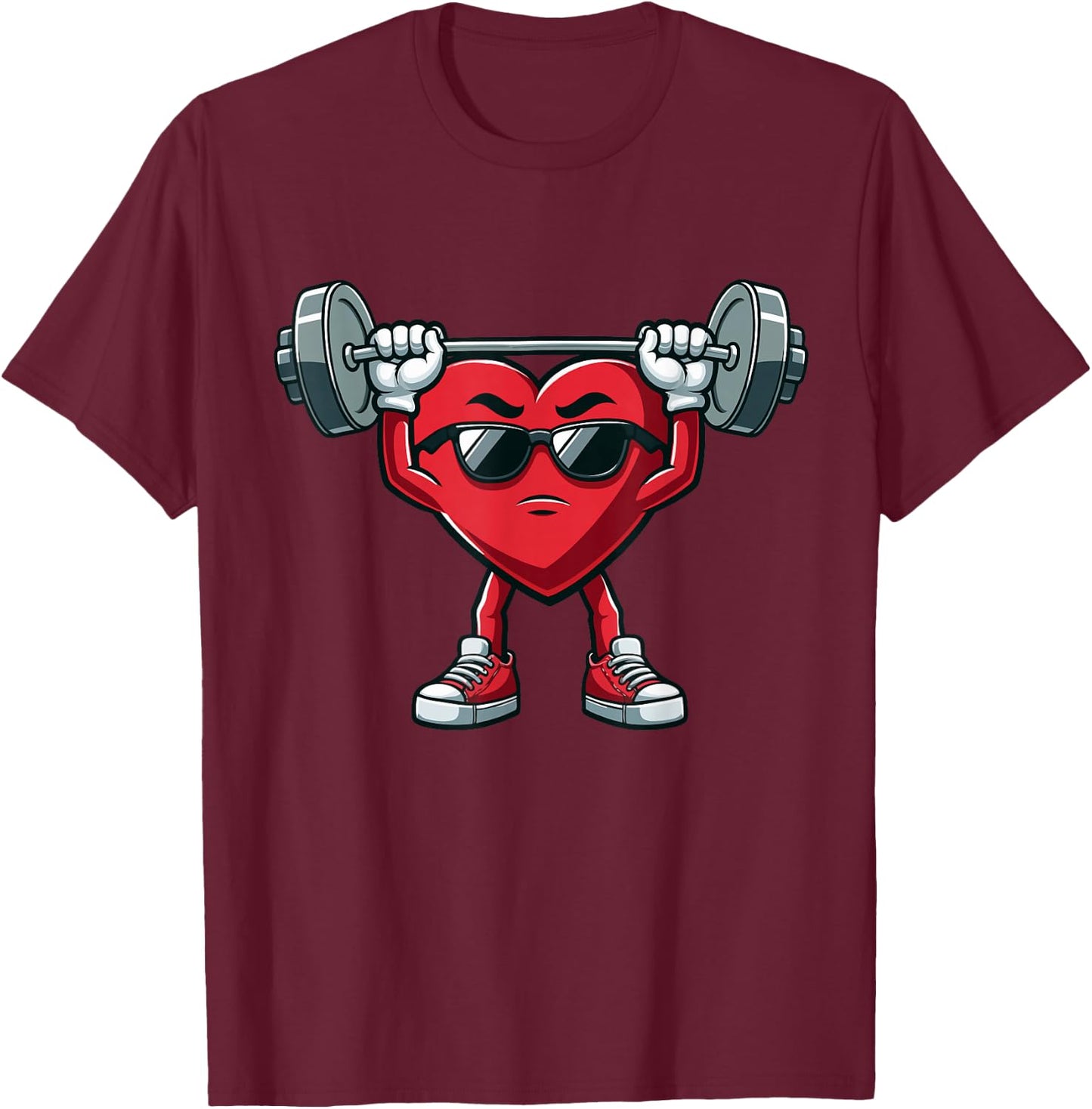 Funny Heart Weightlifting Valentines Day Deadlift Fitness T-Shirt - T-Shirt | Maroon