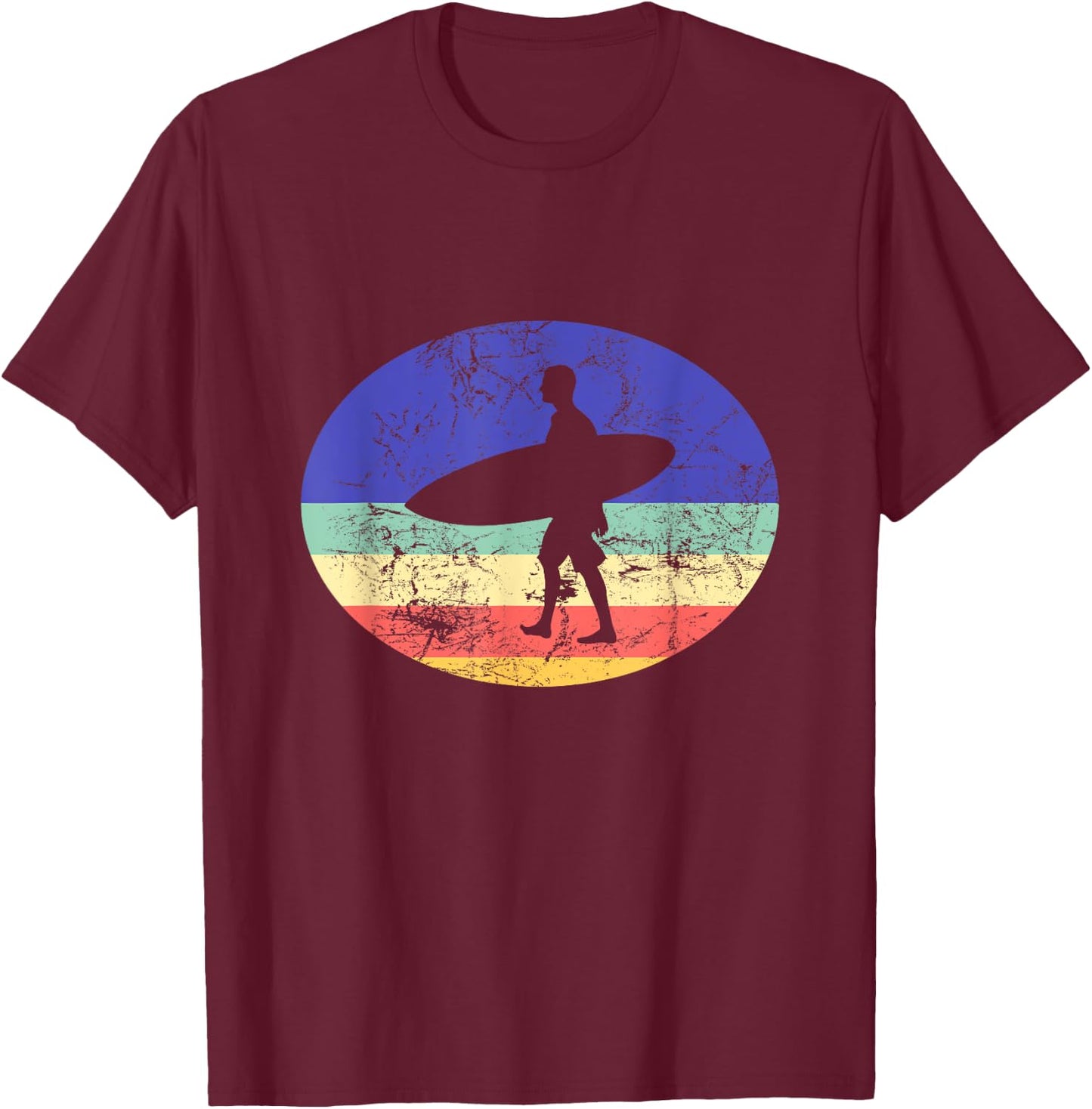 Hang 10 - Vintage Retro Surfer Gift T-Shirt - T-Shirt | Maroon