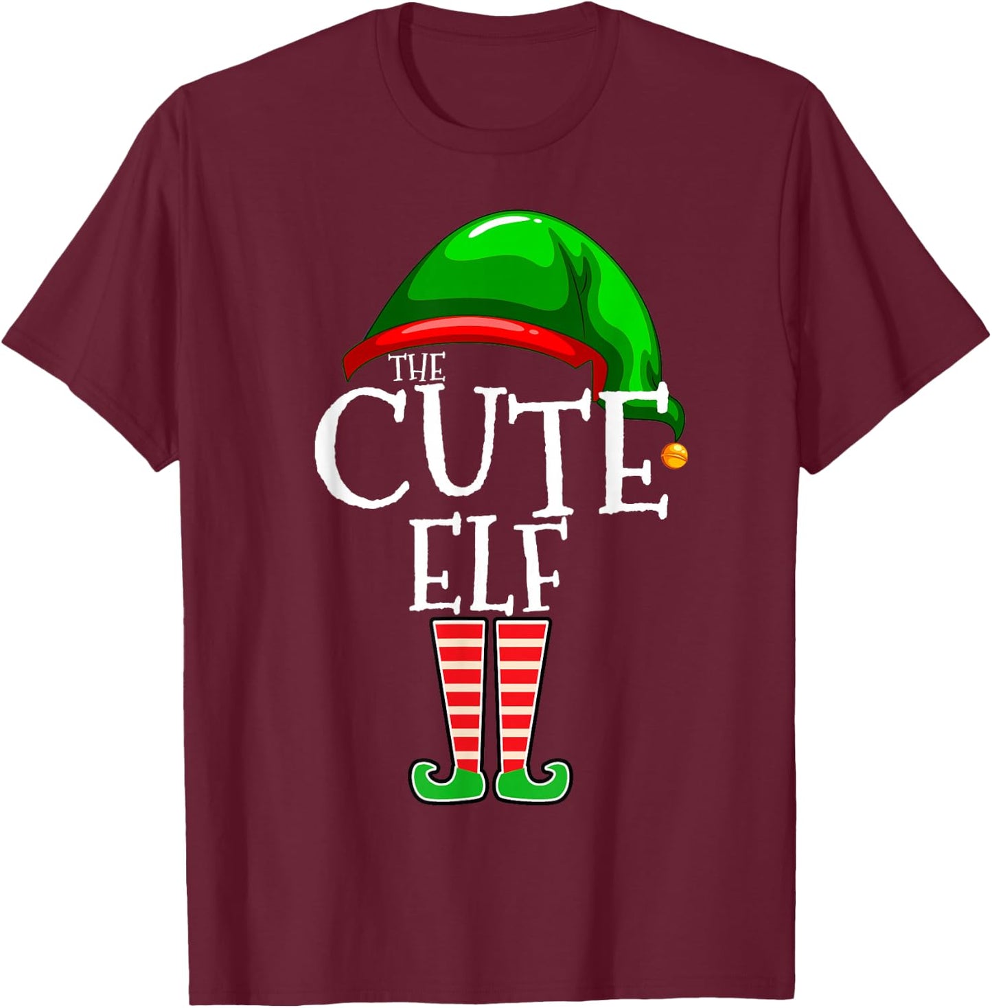 The Cute Elf Group Matching Family Christmas T-Shirt - T-Shirt | Maroon