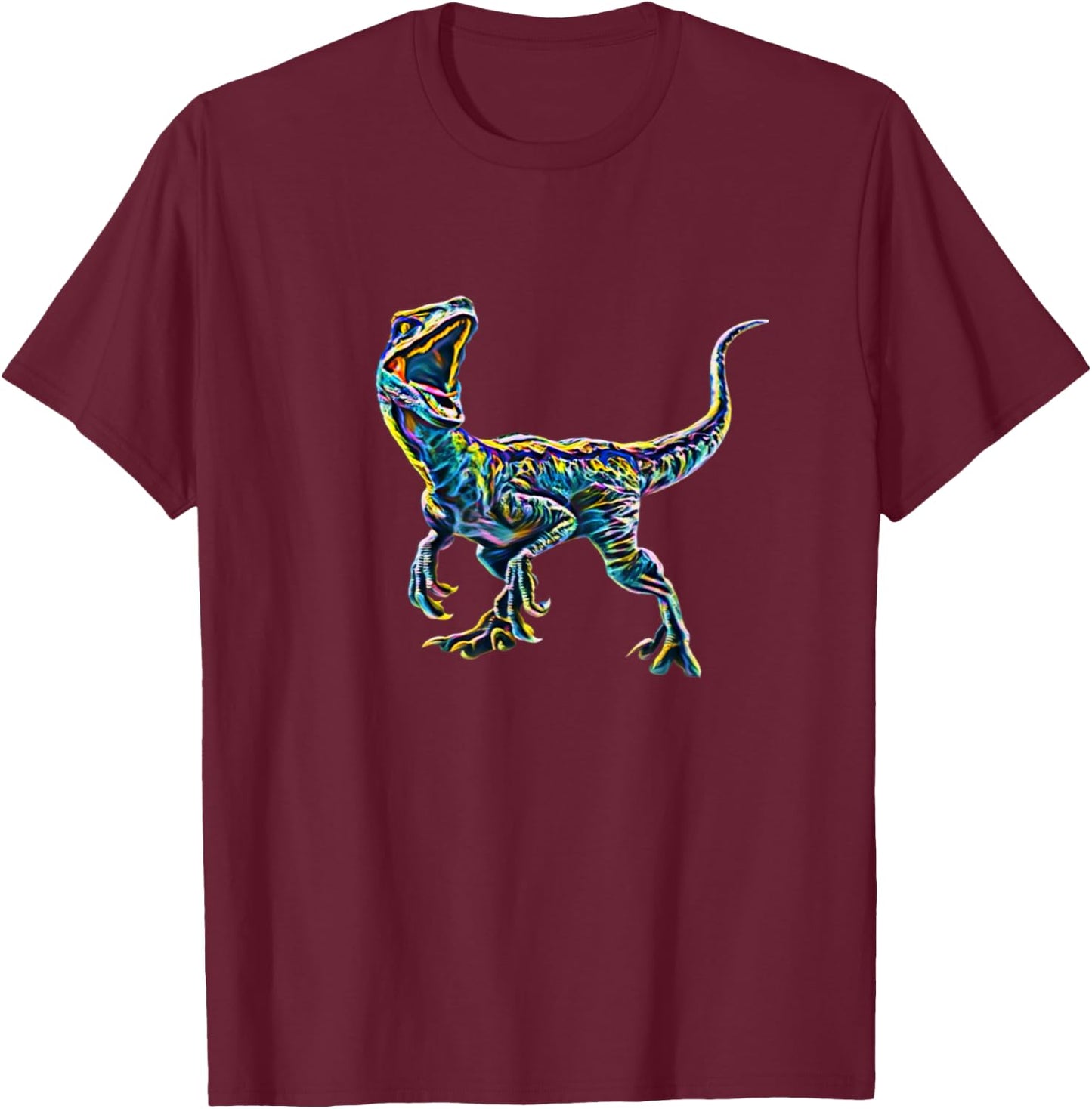 Velociraptor Raptor Dinosaur T-Shirt - T-Shirt | Maroon
