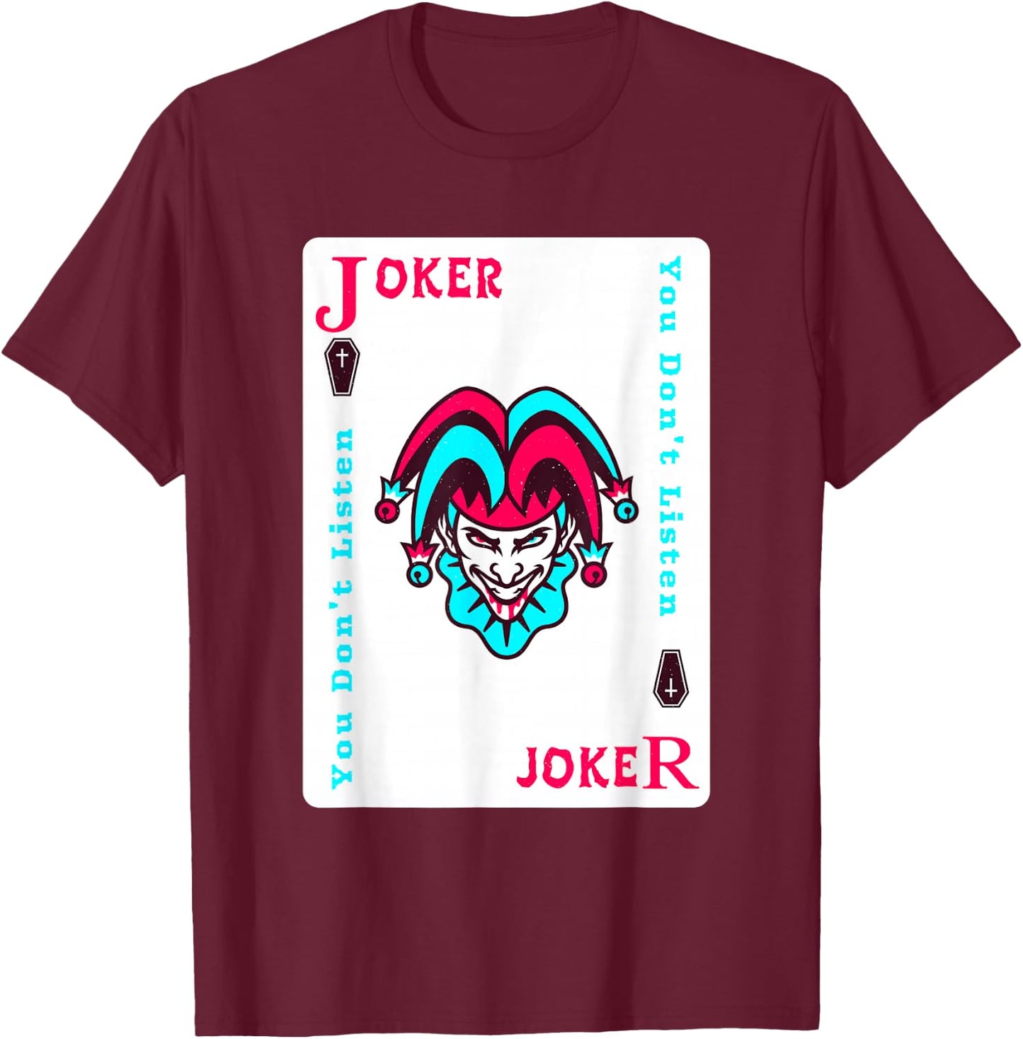Joker Playing Card Shirt Aesthetic Jester T-Shirt - T-Shirt | Maroon