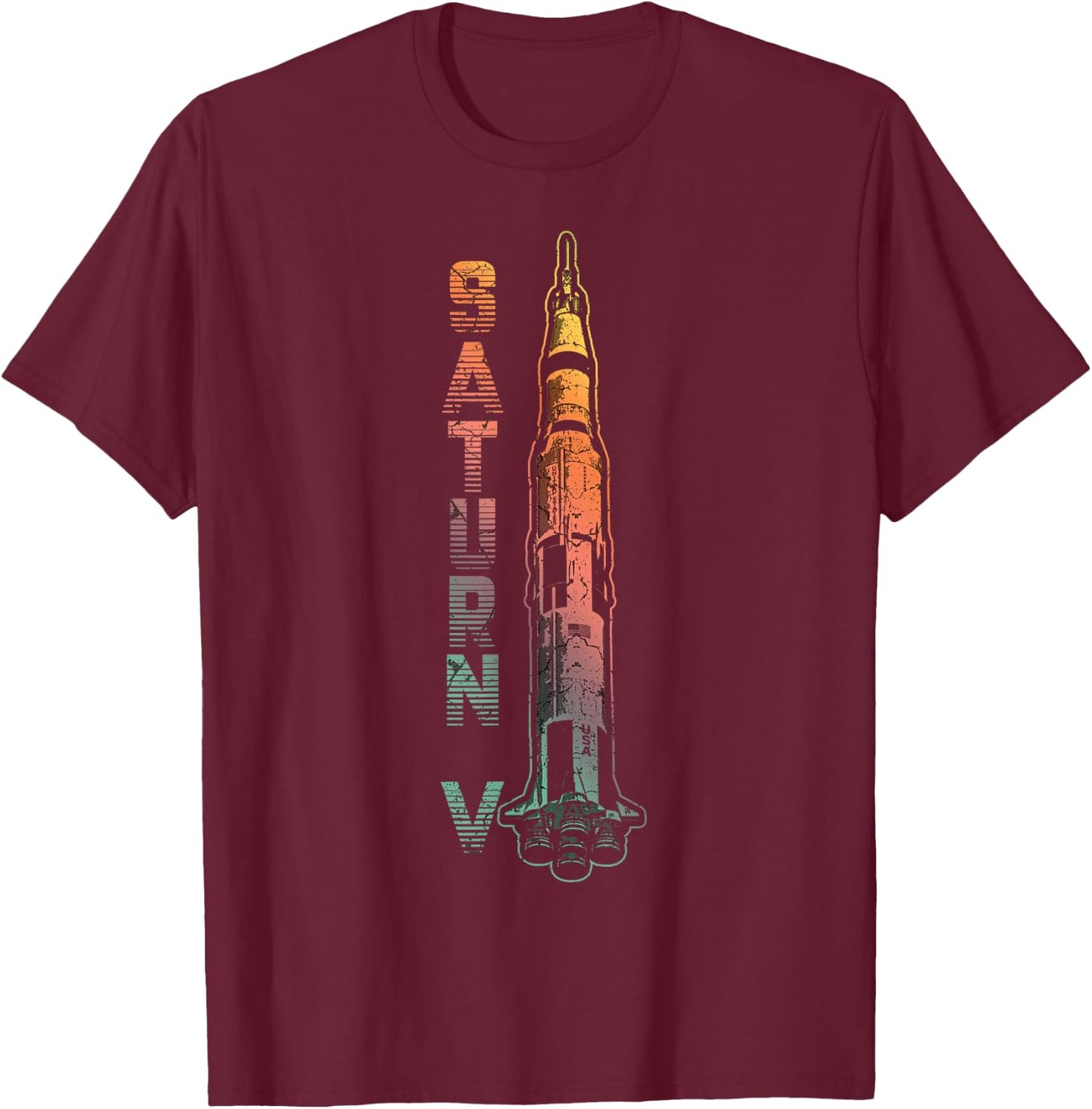 Saturn V Rocket Launch Vehicle Space American Spaceflight T-Shirt - T-Shirt | Maroon
